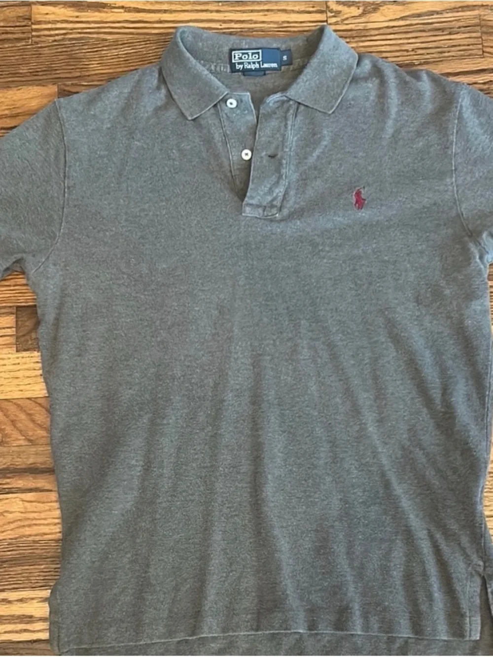 Ralph Lauren Men’s Heather Grey Polo with Red Logo